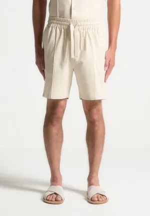 Linen Pintuck Shorts - Natural