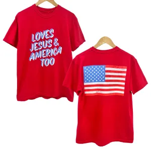 'Loves Jesus & America Too" Unisex T-Shirt - Red