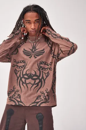 Tattoo Print Long Sleeve T-shirt